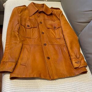 Famous 70s Retro Leather Jacket men’s size S